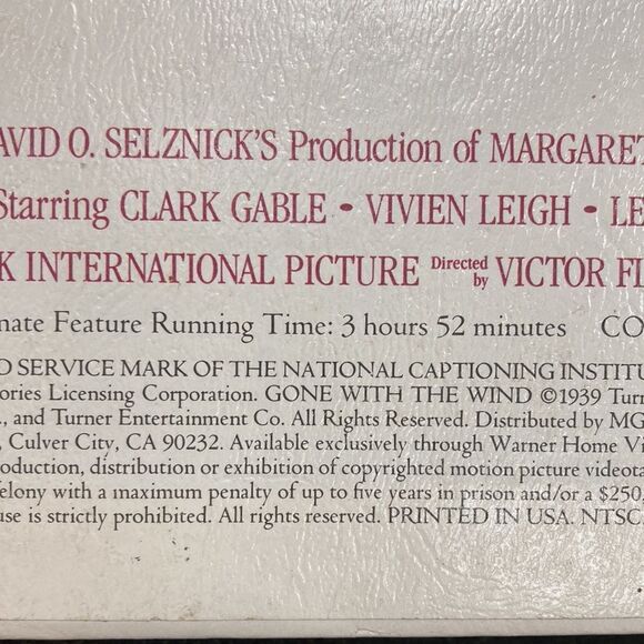 Gone with the Wind Deluxe Edition 2 VHS Cassette Tape in Slip Sleeve - Picture 9 of 10